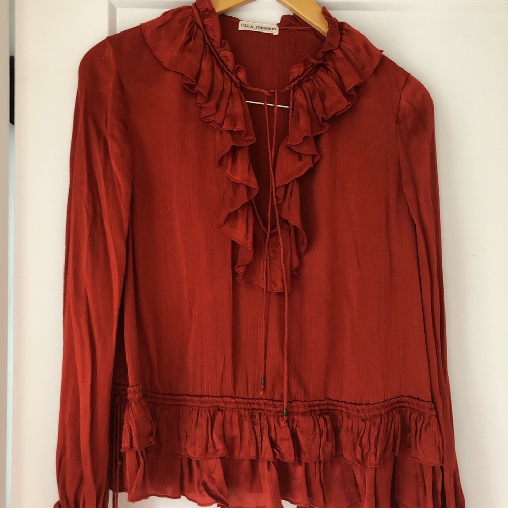 Ulla Johnson size 8 rust-colored silk top